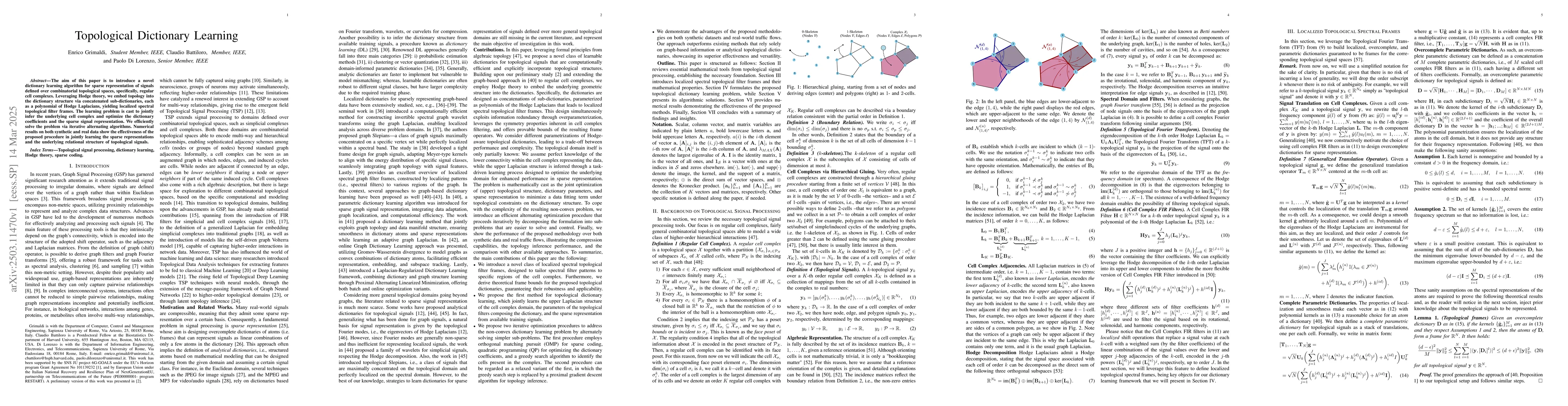 Thumbnail for Topological Dictionary Learning