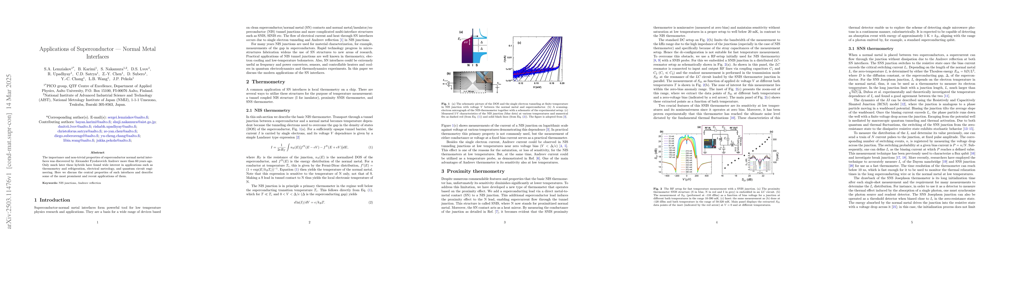 Thumbnail for Applications of Superconductor-Normal Metal Interfaces