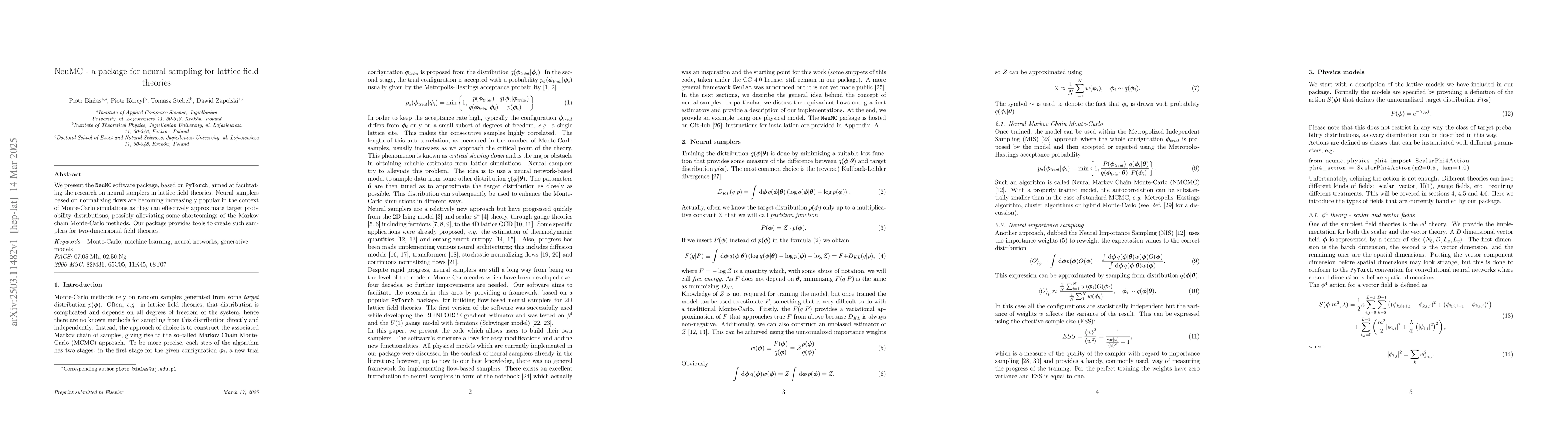 Thumbnail for NeuMC -- a package for neural sampling for lattice field theories