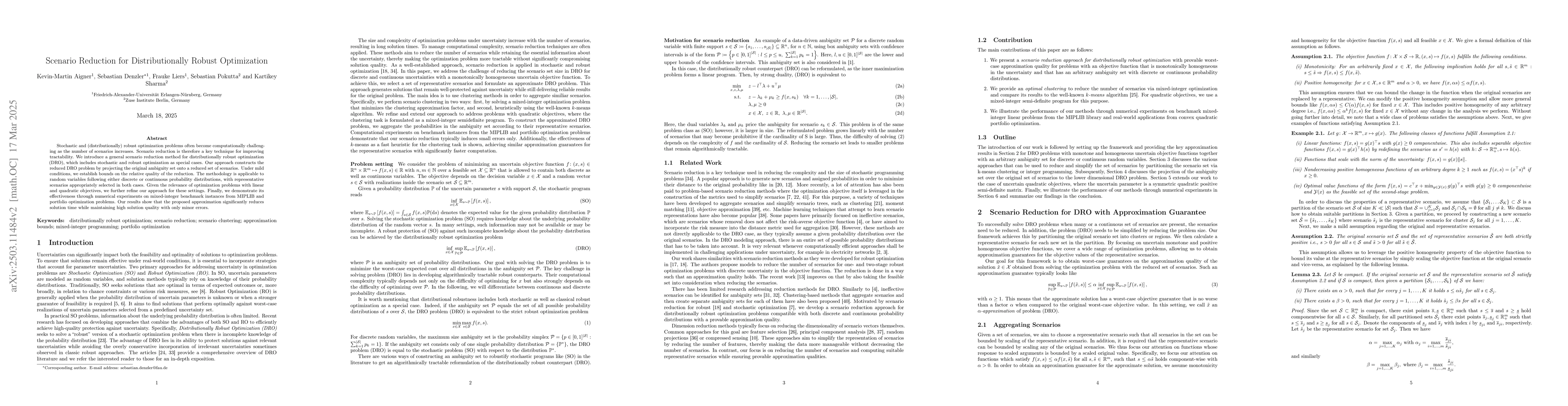Thumbnail for Scenario Reduction for Distributionally Robust Optimization