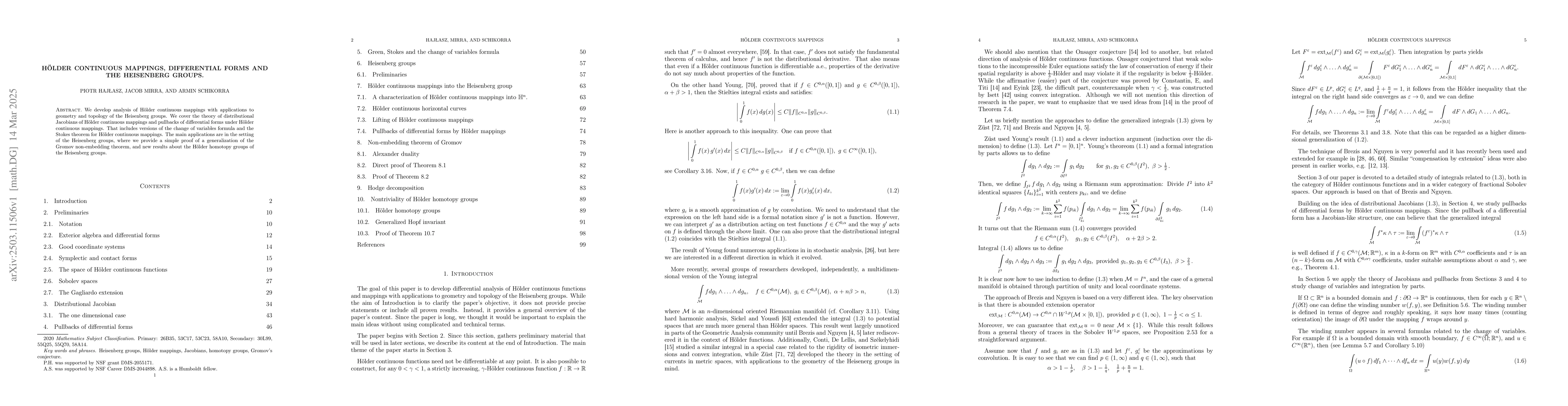 Thumbnail for Hölder continuous mappings, differential forms and the Heisenberg
  groups