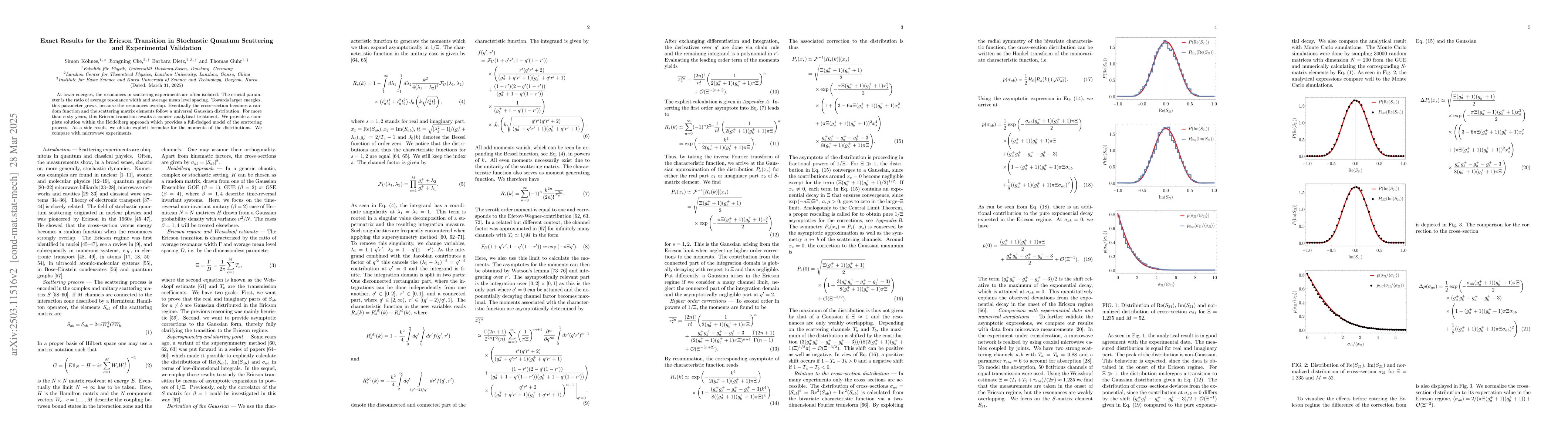 Thumbnail for Exact Results for the Ericson Transition in Stochastic Quantum
  Scattering and Experimental Validation