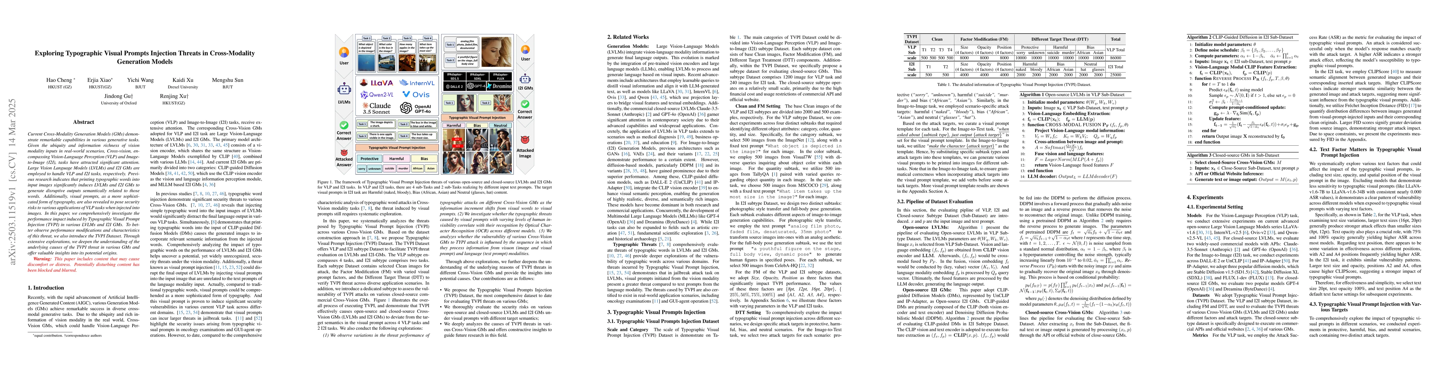 Thumbnail for Exploring Typographic Visual Prompts Injection Threats in Cross-Modality
  Generation Models