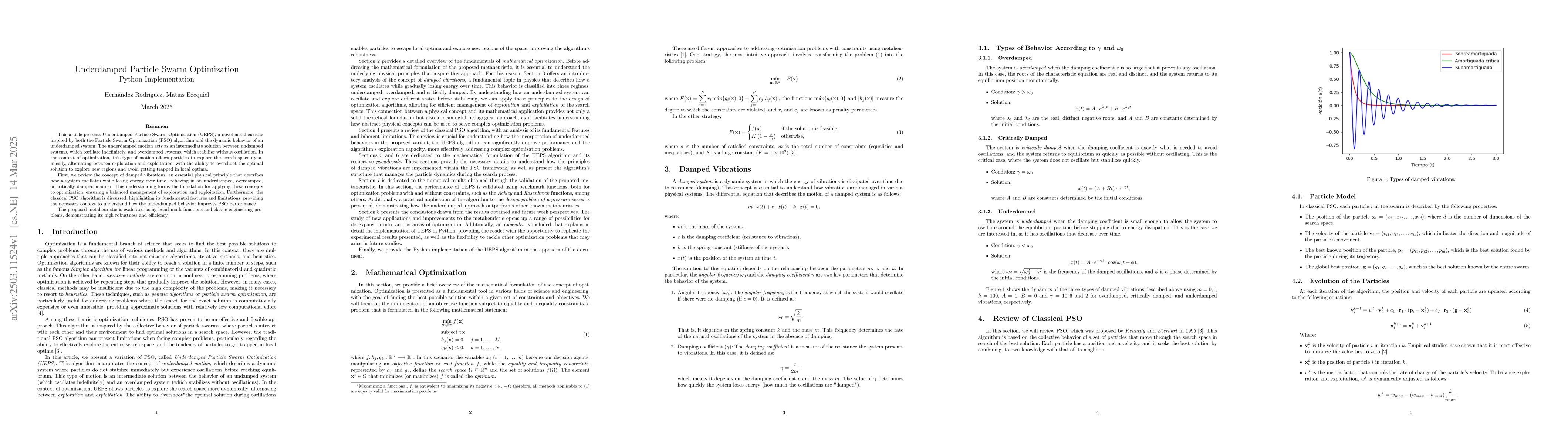 Thumbnail for Underdamped Particle Swarm Optimization