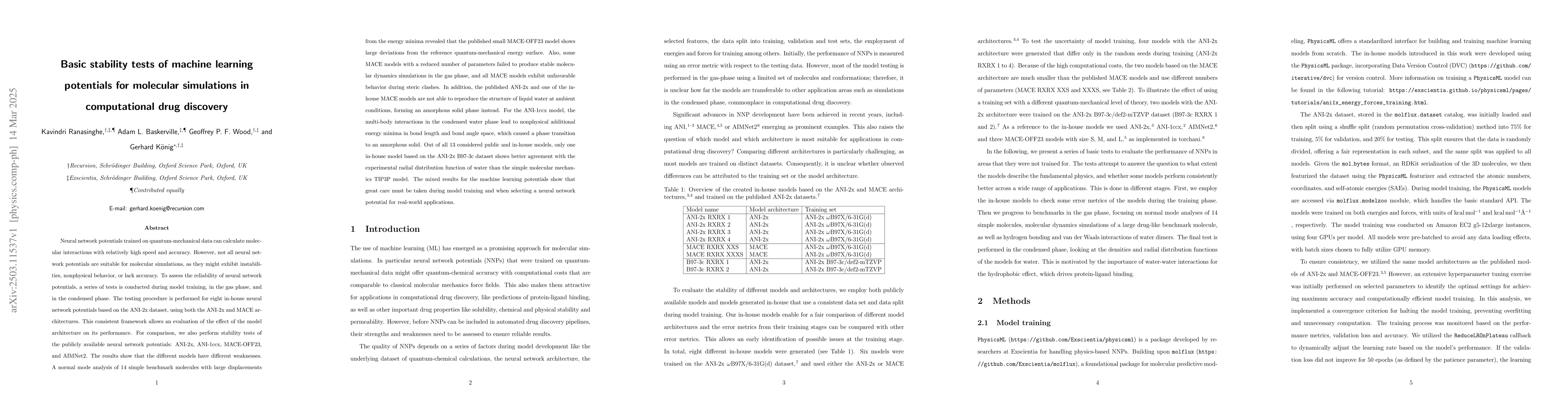 Thumbnail for Basic stability tests of machine learning potentials for molecular
  simulations in computational drug discovery