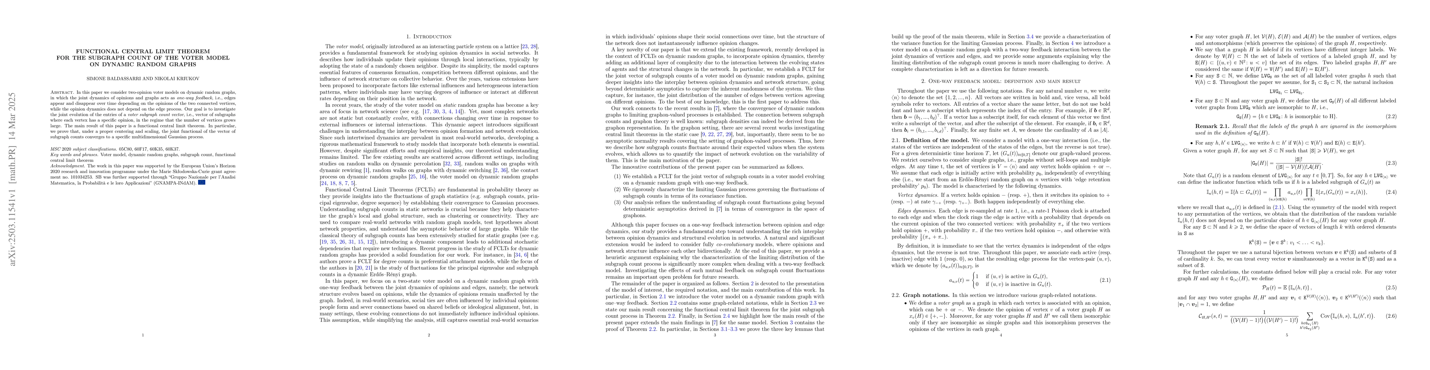 Thumbnail for Functional central limit theorem for the subgraph count of the voter
  model on dynamic random graphs