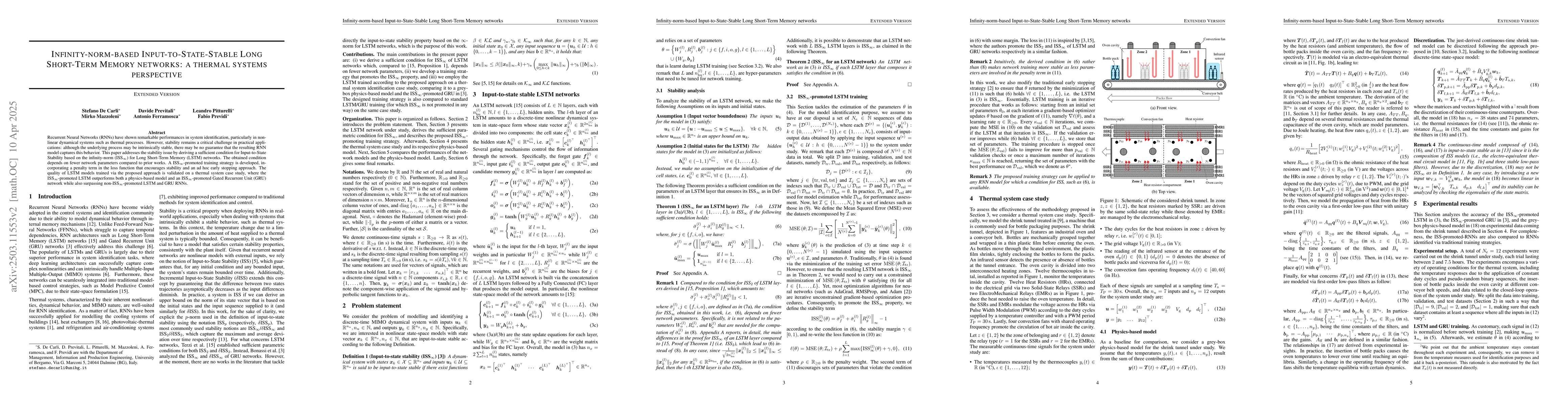 Thumbnail for Infinity-norm-based Input-to-State-Stable Long Short-Term Memory
  networks: a thermal systems perspective