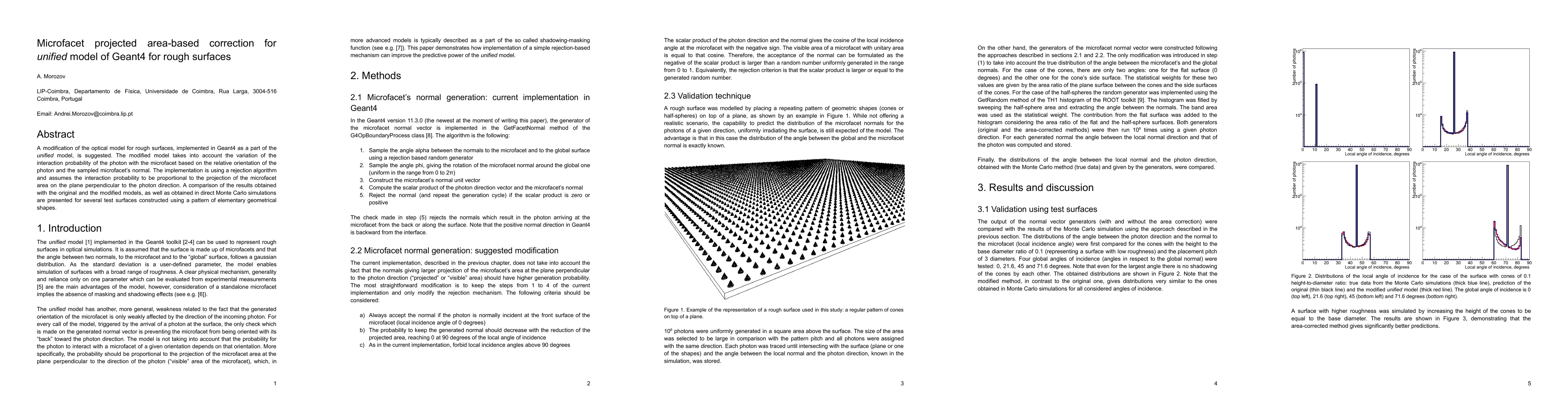 Thumbnail for Microfacet projected area-based correction for unified model of Geant4
  for rough surfaces