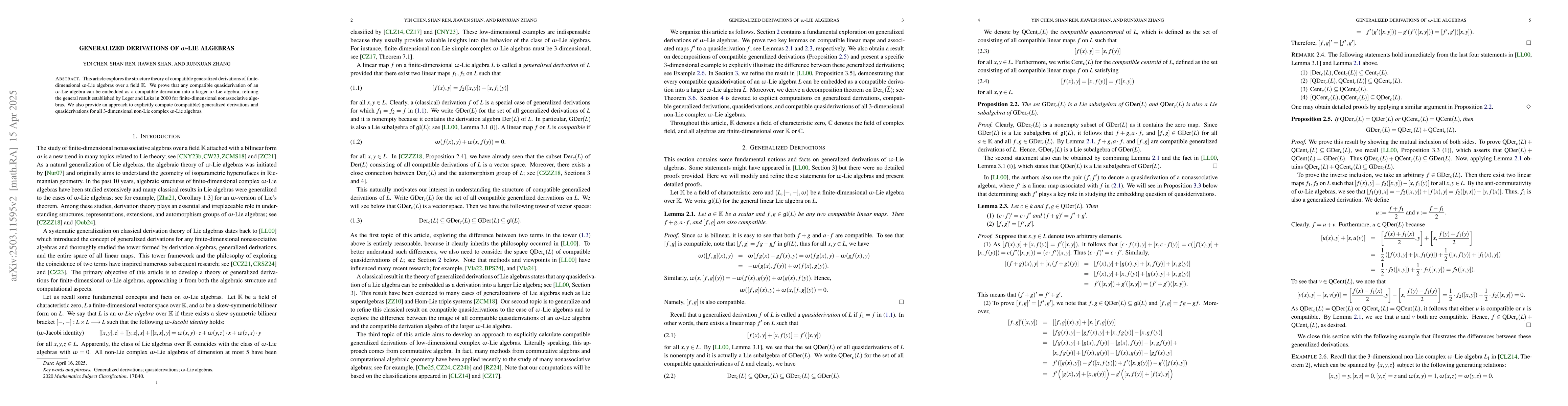 Thumbnail for Generalized derivations of $ω$-Lie algebras