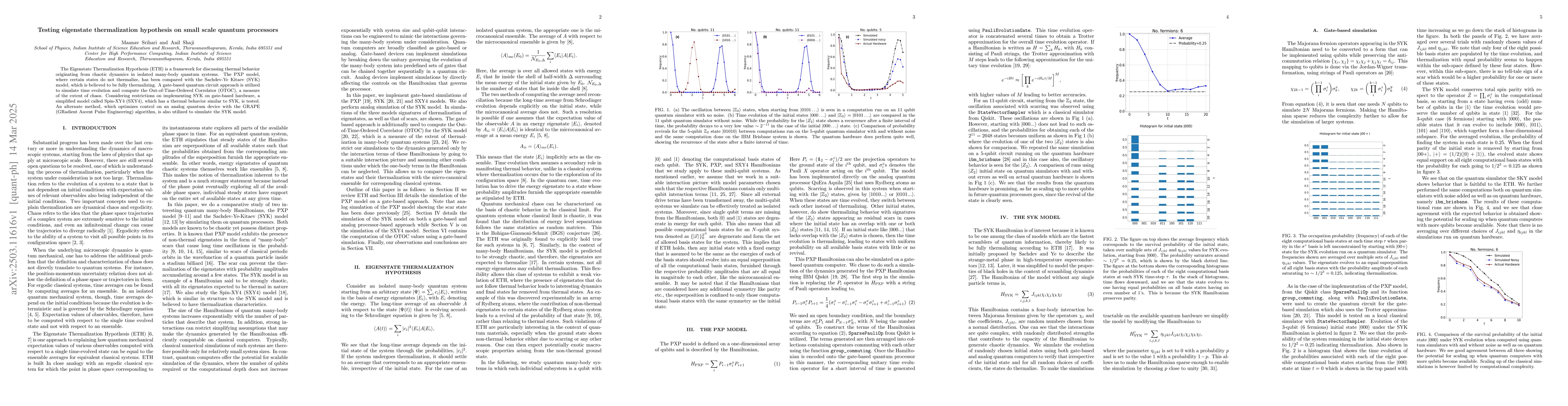 Thumbnail for Testing eigenstate thermalization hypothesis on small scale quantum
  processors