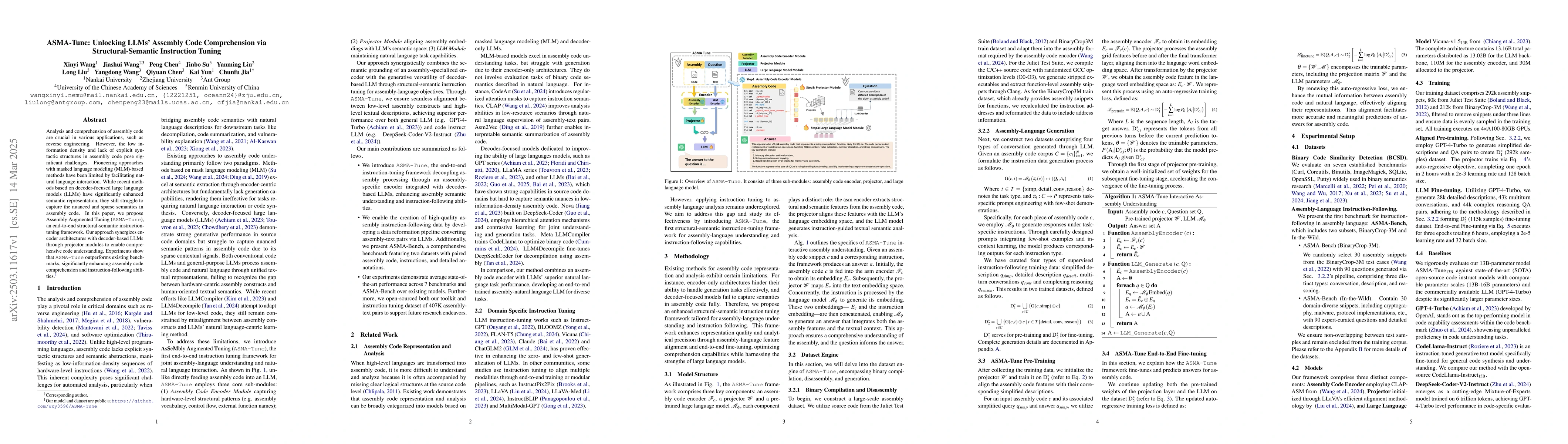 Thumbnail for ASMA-Tune: Unlocking LLMs' Assembly Code Comprehension via
  Structural-Semantic Instruction Tuning