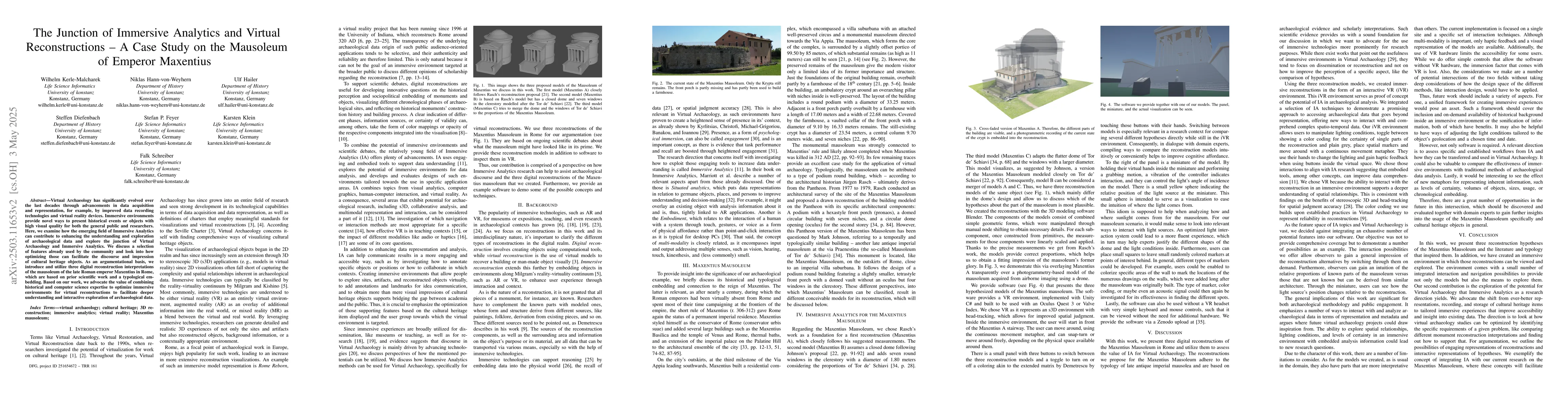 Thumbnail for The Junction of Immersive Analytics and Virtual Reconstructions -- A
  Case Study on the Mausoleum of Emperor Maxentius