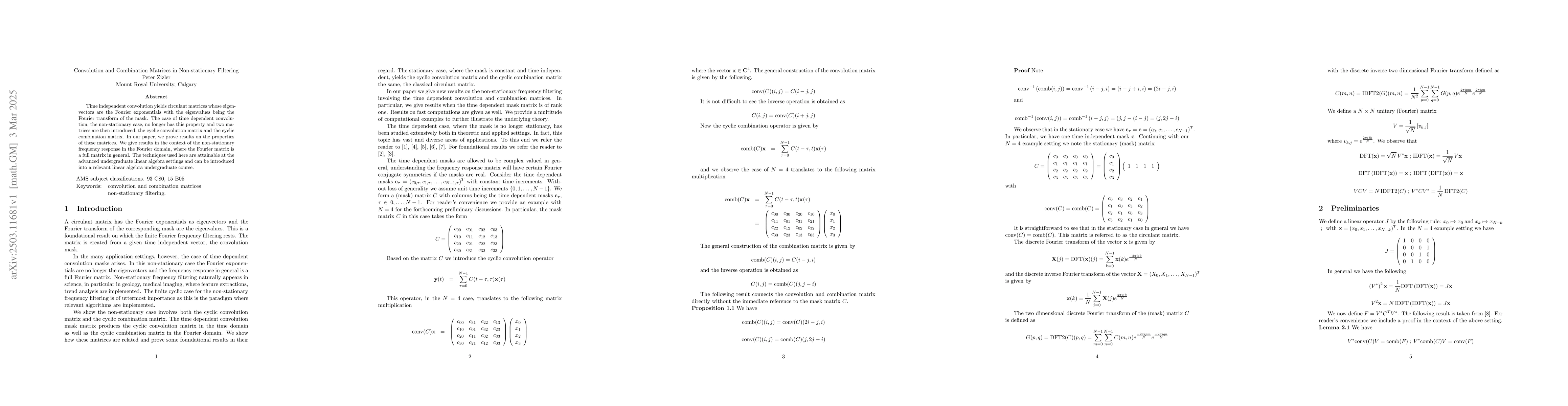 Thumbnail for Convolution and Combination Matrices in Non-stationary Filtering