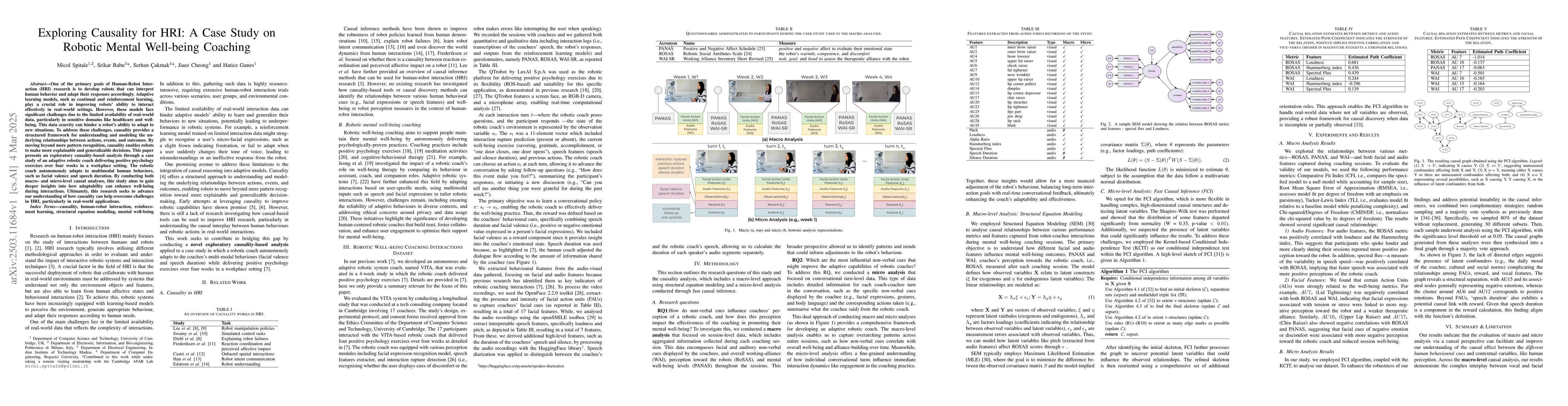 Thumbnail for Exploring Causality for HRI: A Case Study on Robotic Mental Well-being
  Coaching