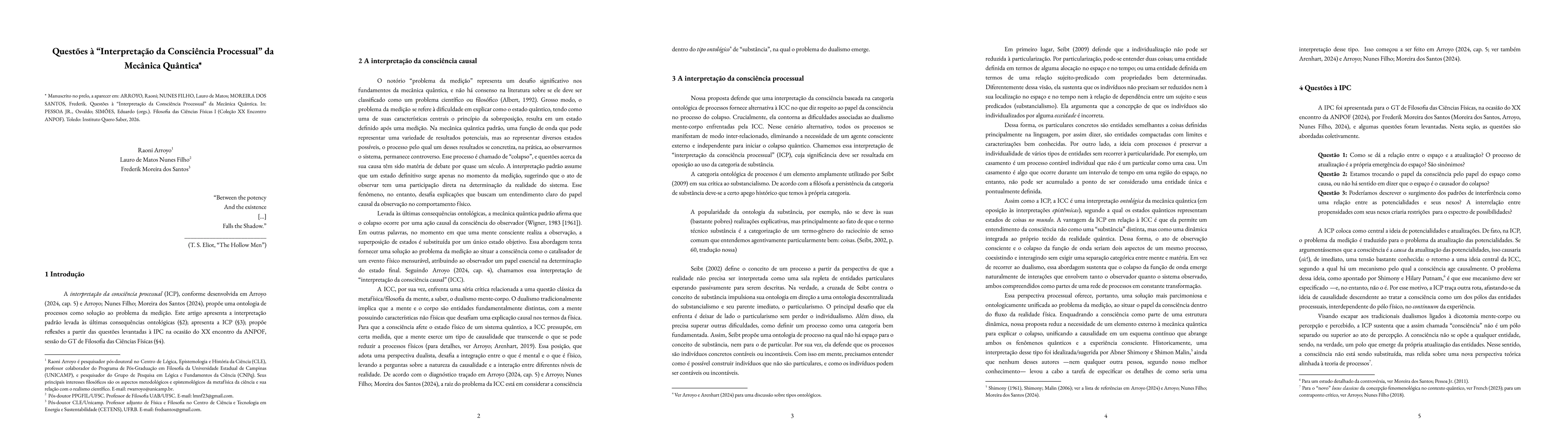 Thumbnail for Questões à "Interpretação da Consciência Processual" da
  Mecânica Quântica