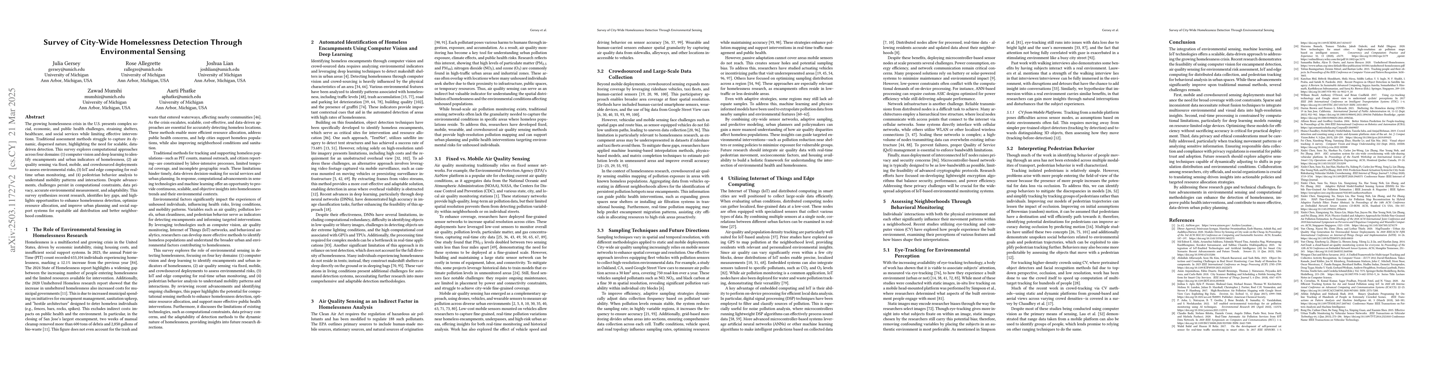 Thumbnail for Survey of City-Wide Homelessness Detection Through Environmental Sensing