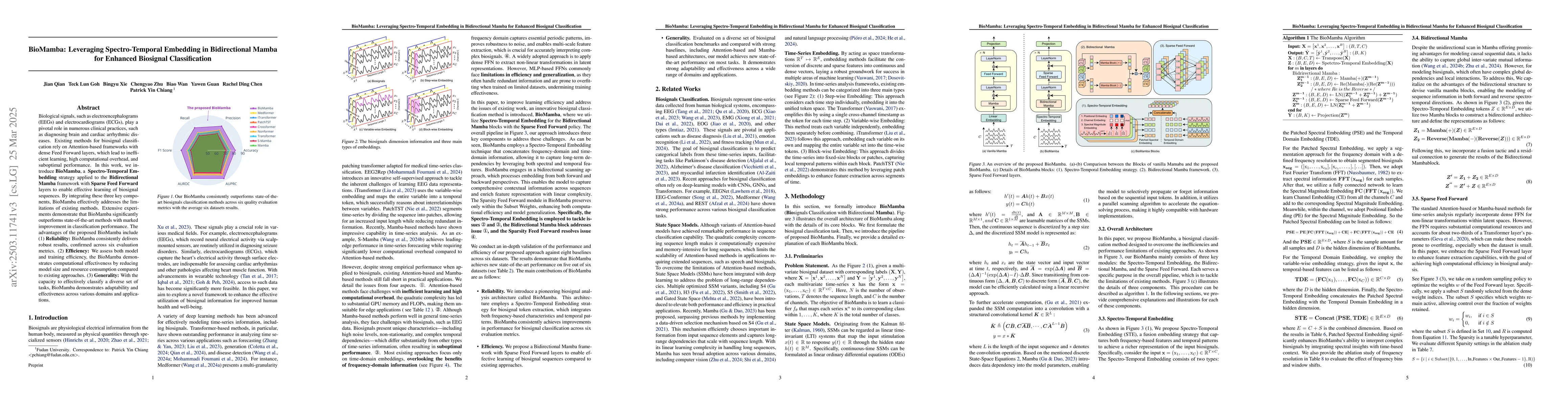 Thumbnail for BioMamba: Leveraging Spectro-Temporal Embedding in Bidirectional Mamba
  for Enhanced Biosignal Classification