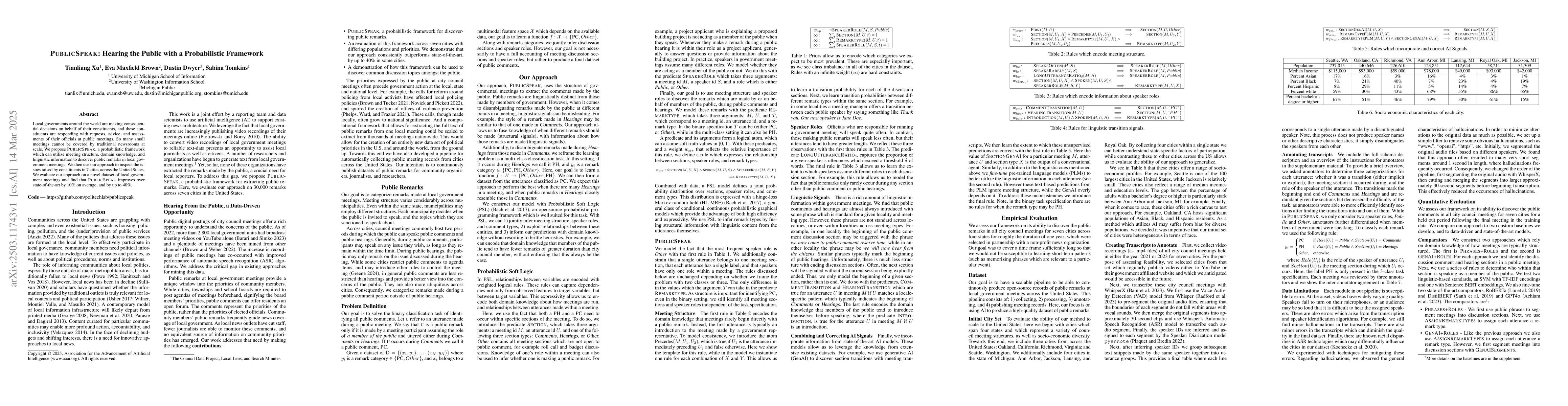 Thumbnail for PUBLICSPEAK: Hearing the Public with a Probabilistic Framework in Local
  Government