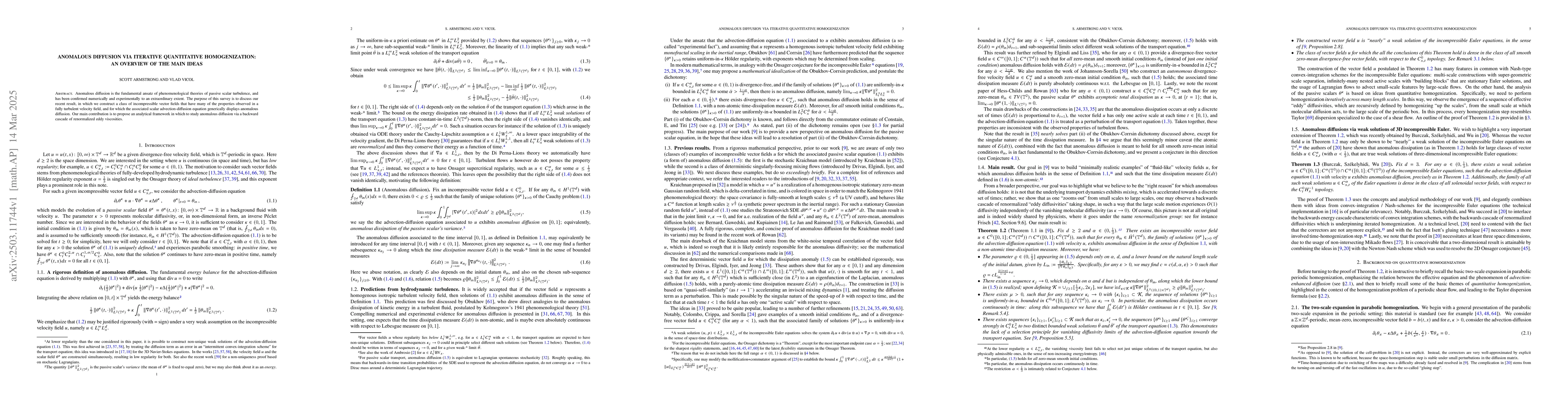 Thumbnail for Anomalous diffusion via iterative quantitative homogenization: an
  overview of the main ideas
