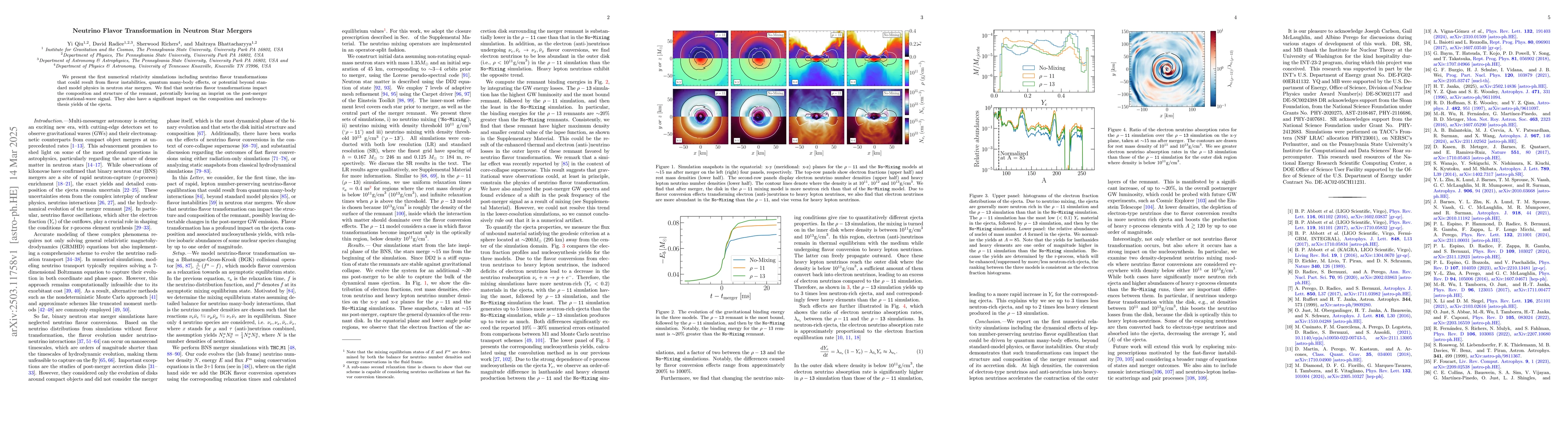 Thumbnail for Neutrino Flavor Transformation in Neutron Star Mergers