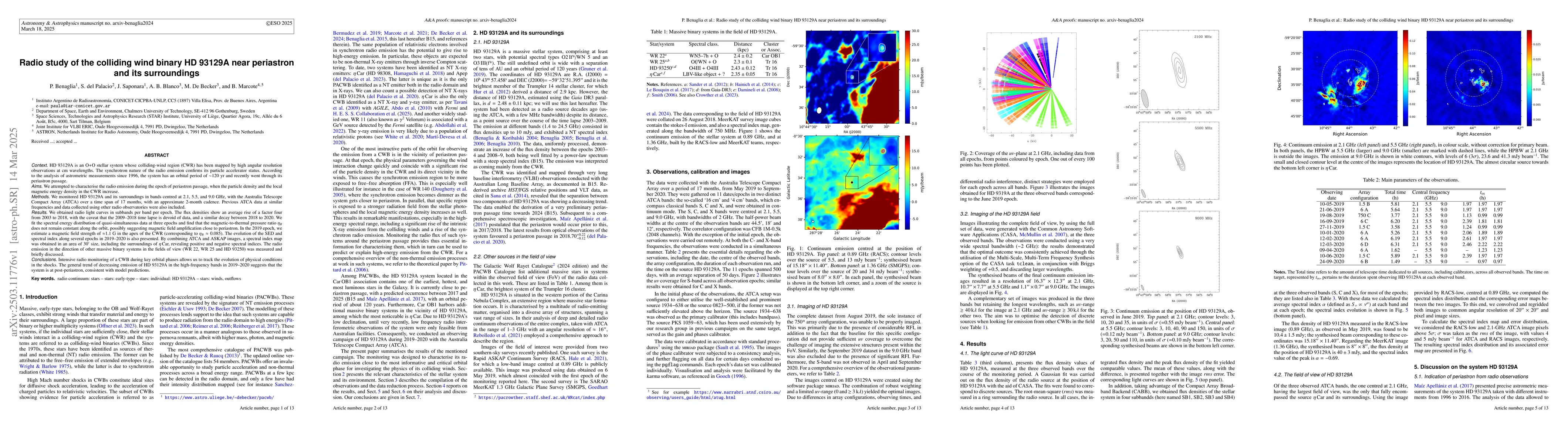 Thumbnail for Radio study of the colliding wind binary HD93129A near periastron and
  its surroundings