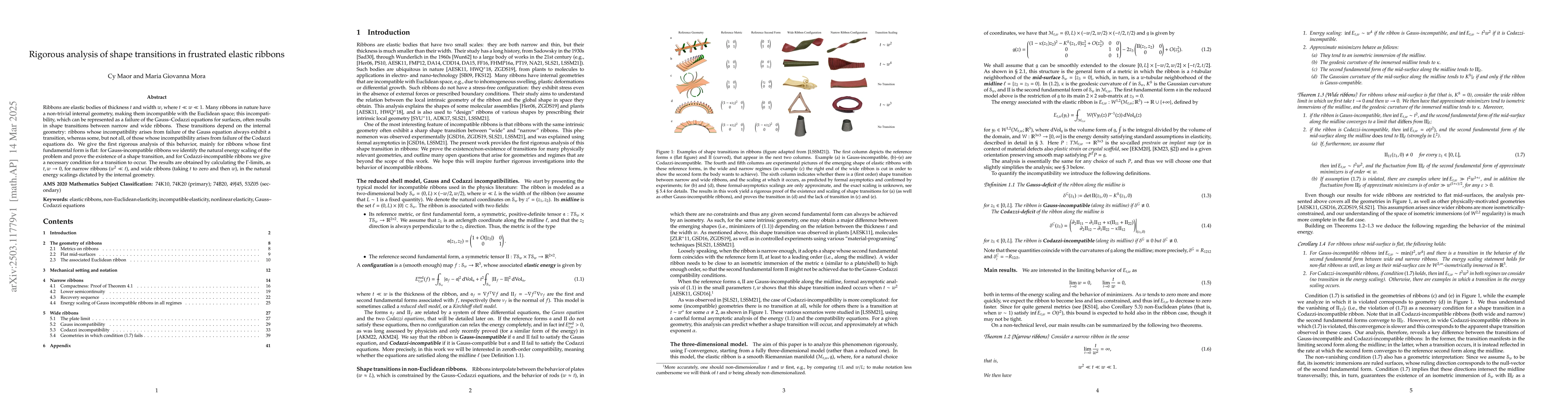 Thumbnail for Rigorous analysis of shape transitions in frustrated elastic ribbons