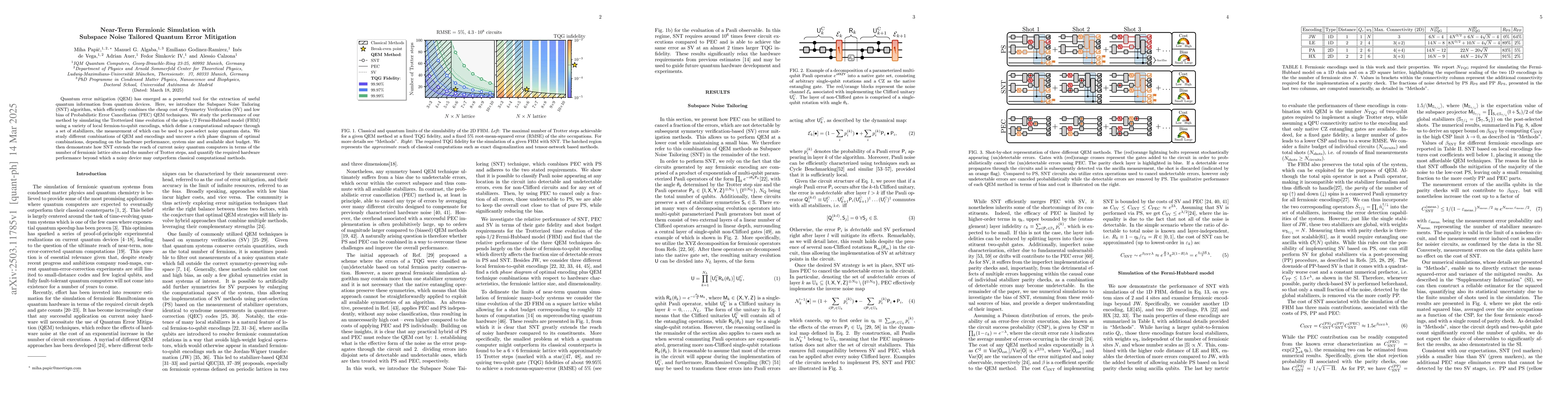 Thumbnail for Near-Term Fermionic Simulation with Subspace Noise Tailored Quantum
  Error Mitigation