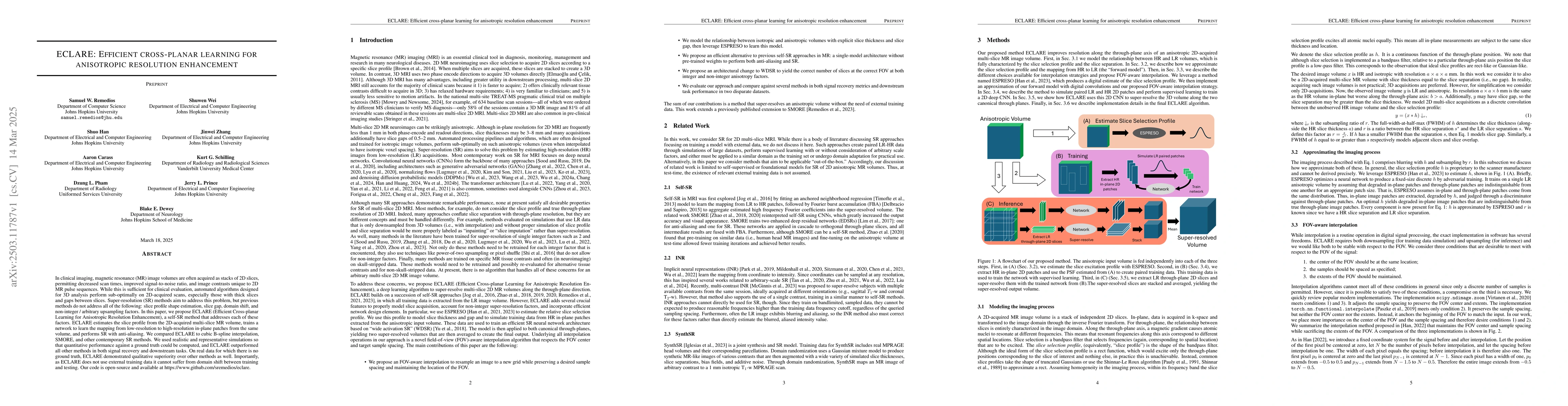 Thumbnail for ECLARE: Efficient cross-planar learning for anisotropic resolution
  enhancement