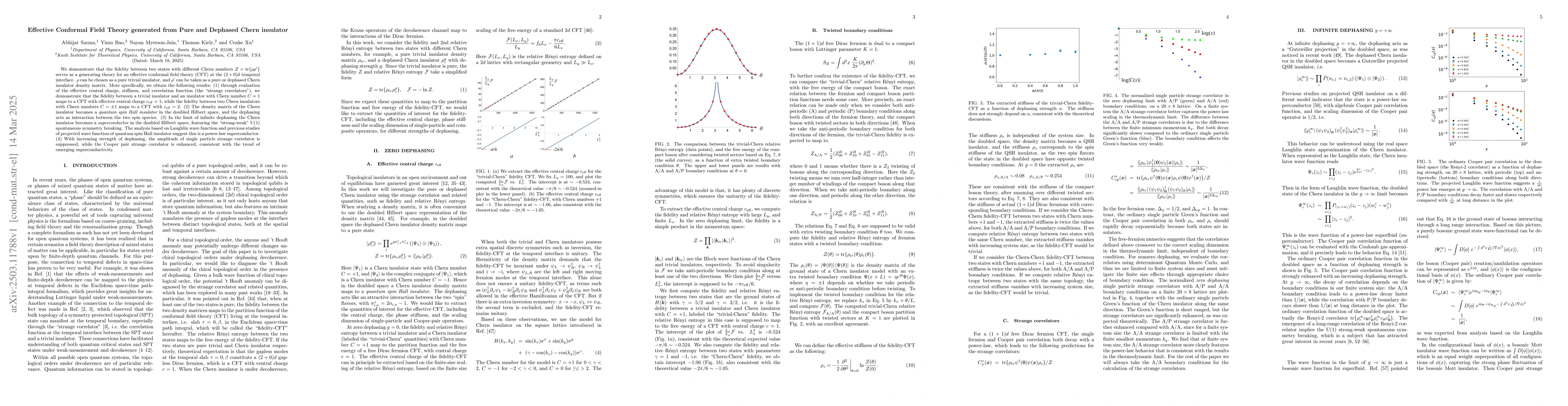 Thumbnail for Effective Conformal Field Theory generated from Pure and Dephased Chern
  insulator