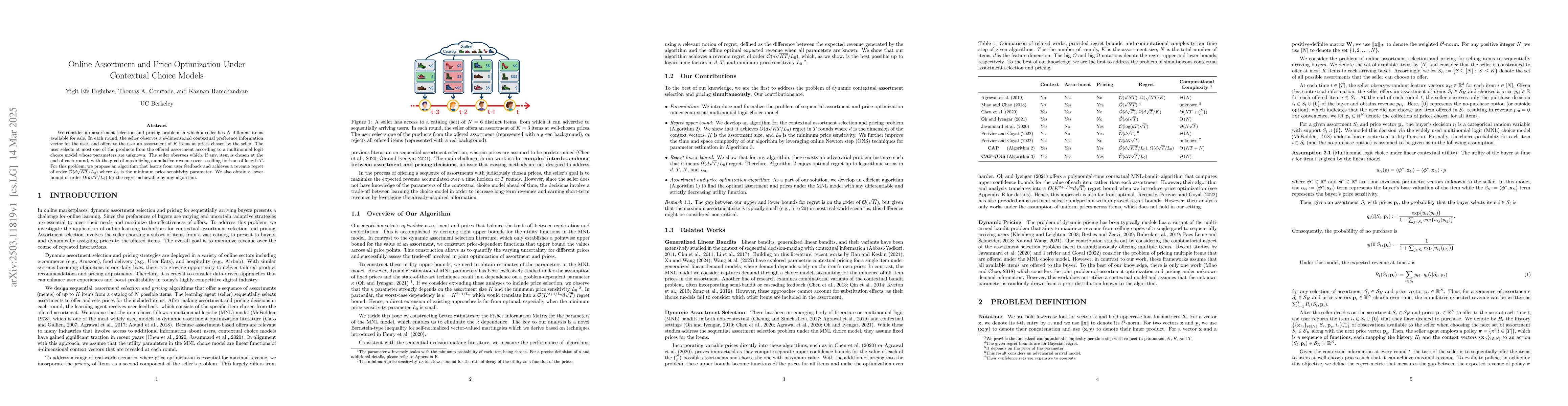 Thumbnail for Online Assortment and Price Optimization Under Contextual Choice Models