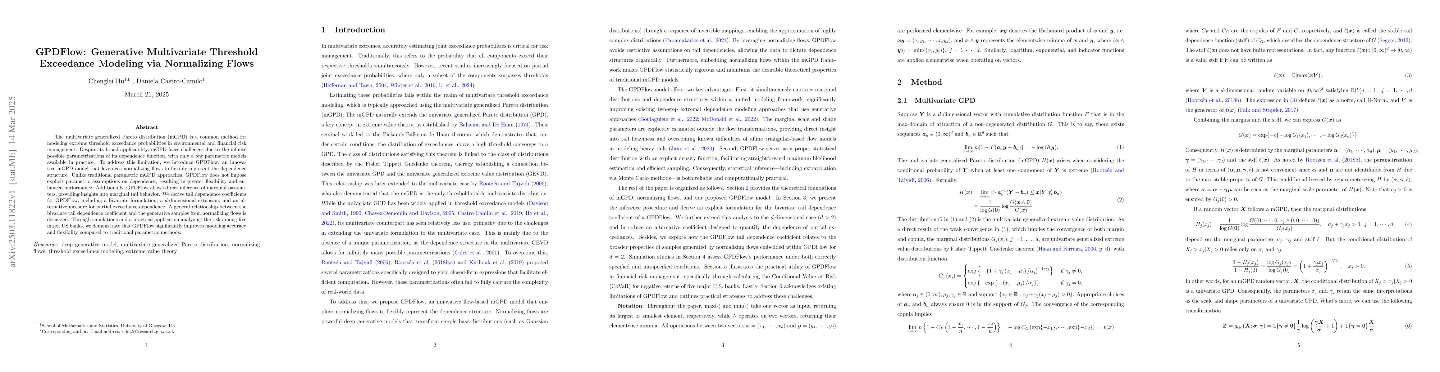 Thumbnail for GPDFlow: Generative Multivariate Threshold Exceedance Modeling via
  Normalizing Flows