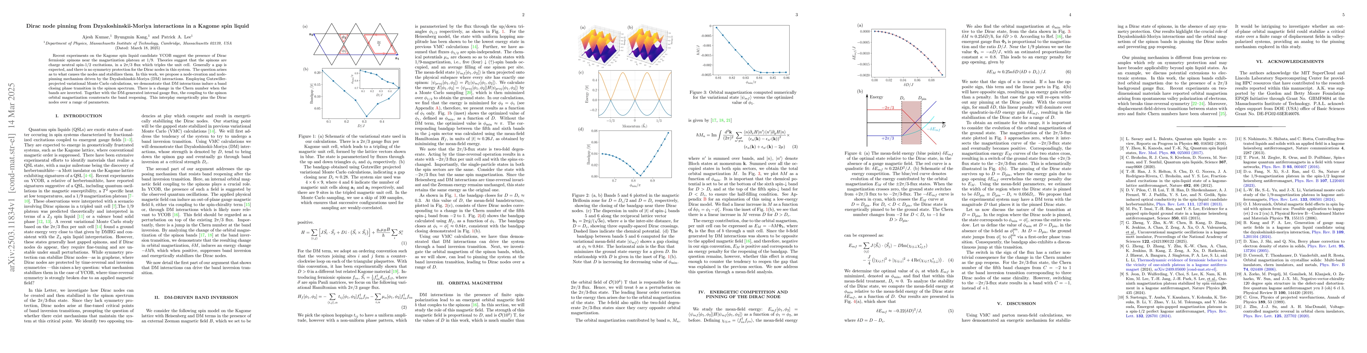 Thumbnail for Dirac node pinning from Dzyaloshinskii-Moriya interactions in a Kagome
  spin liquid