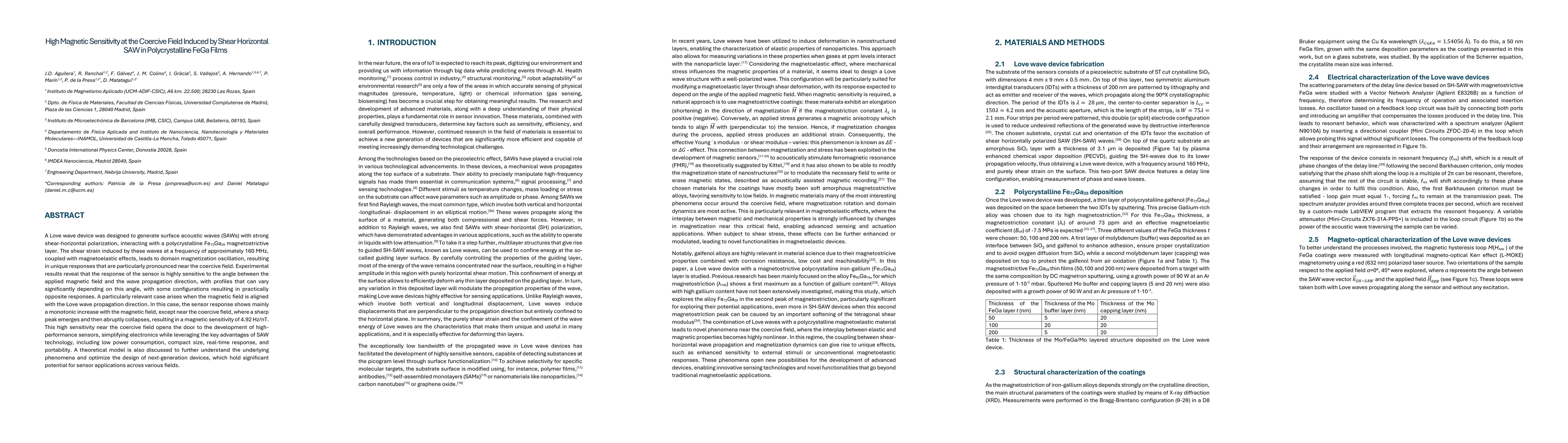 Thumbnail for High Magnetic Sensitivity at the Coercive Field Induced by Shear
  Horizontal SAW in Polycrystalline FeGa Films