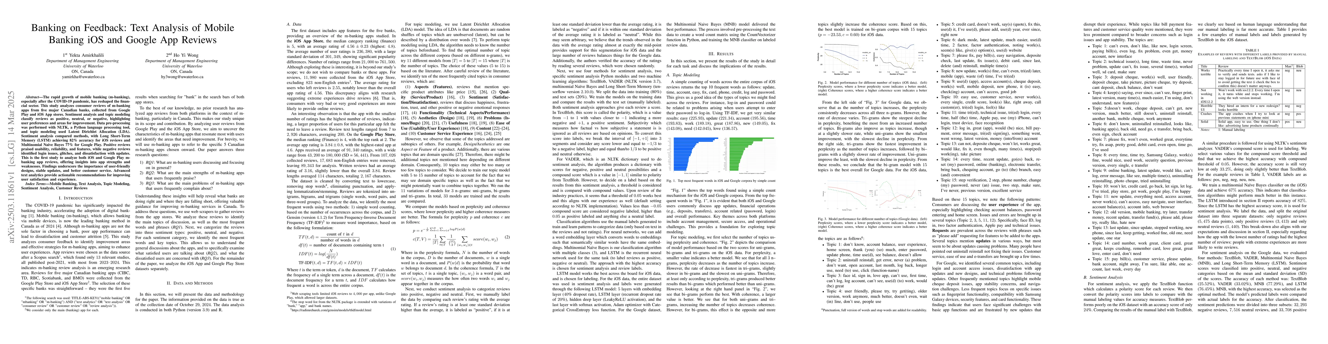 Thumbnail for Banking on Feedback: Text Analysis of Mobile Banking iOS and Google App
  Reviews