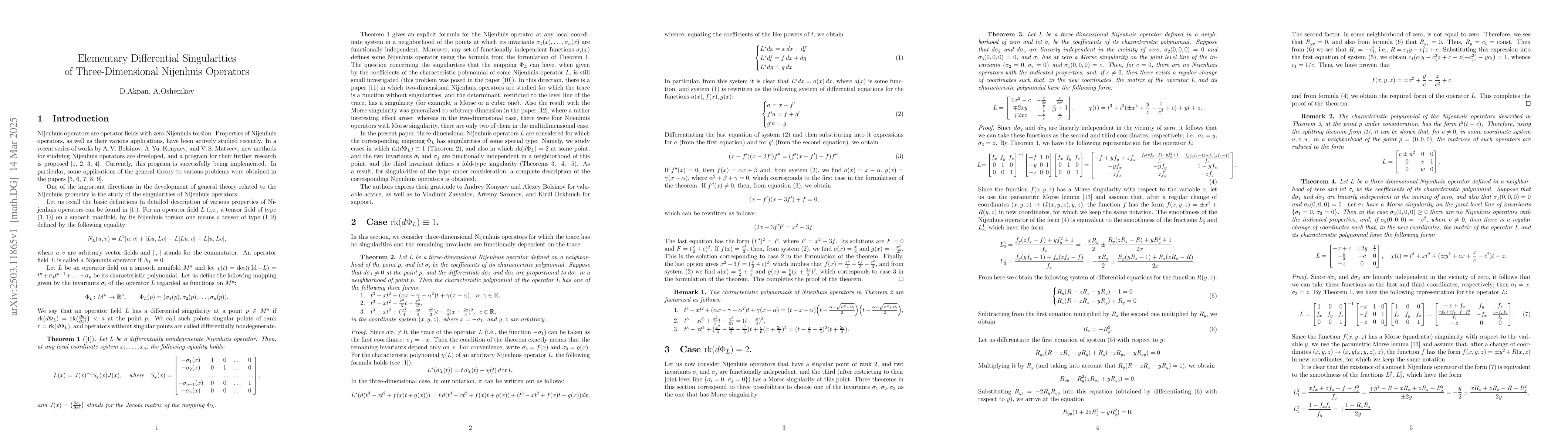 Thumbnail for Elementary Differential Singularities of Three-Dimensional Nijenhuis
  Operators