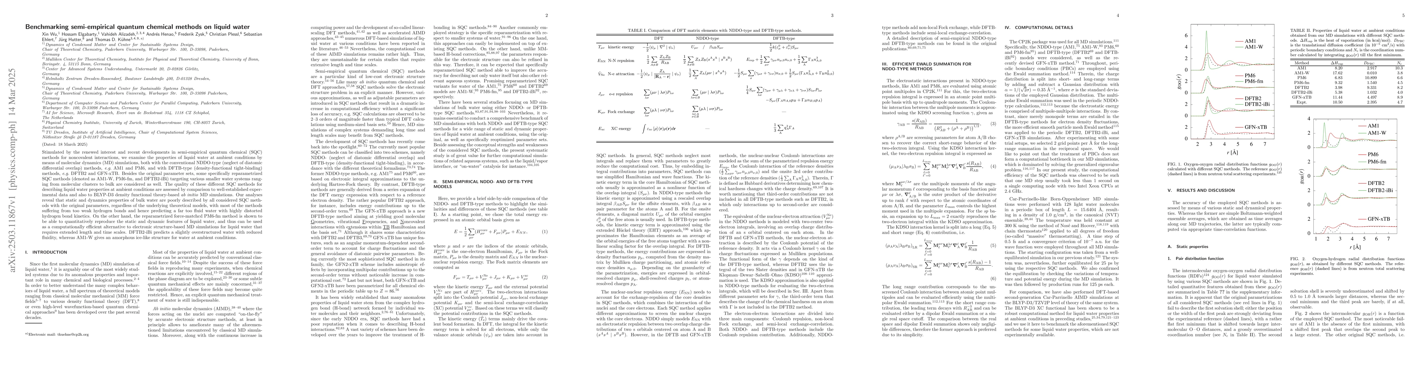 Thumbnail for Benchmarking semi-empirical quantum chemical methods on liquid water