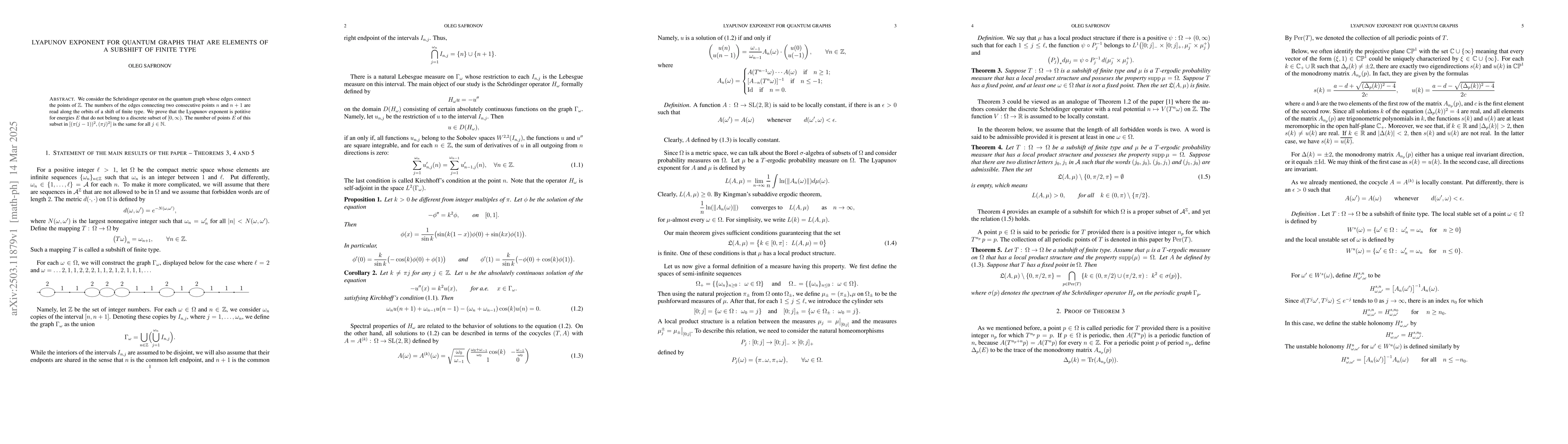 Thumbnail for Lyapunov exponent for quantum graphs that are elements of a subshift of
  finite type