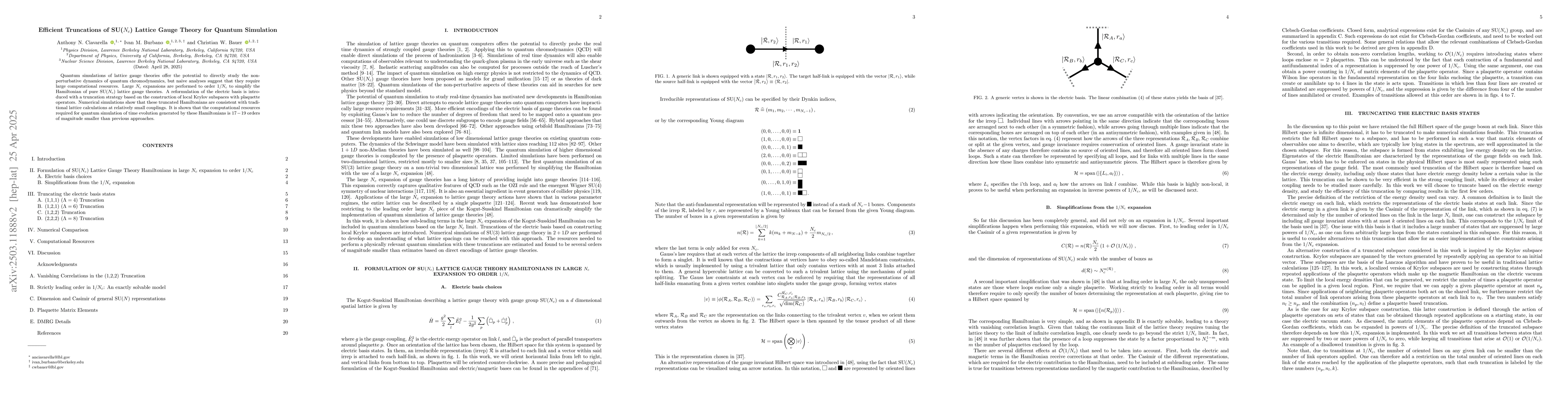 Thumbnail for Efficient Truncations of SU($N_c$) Lattice Gauge Theory for Quantum
  Simulation