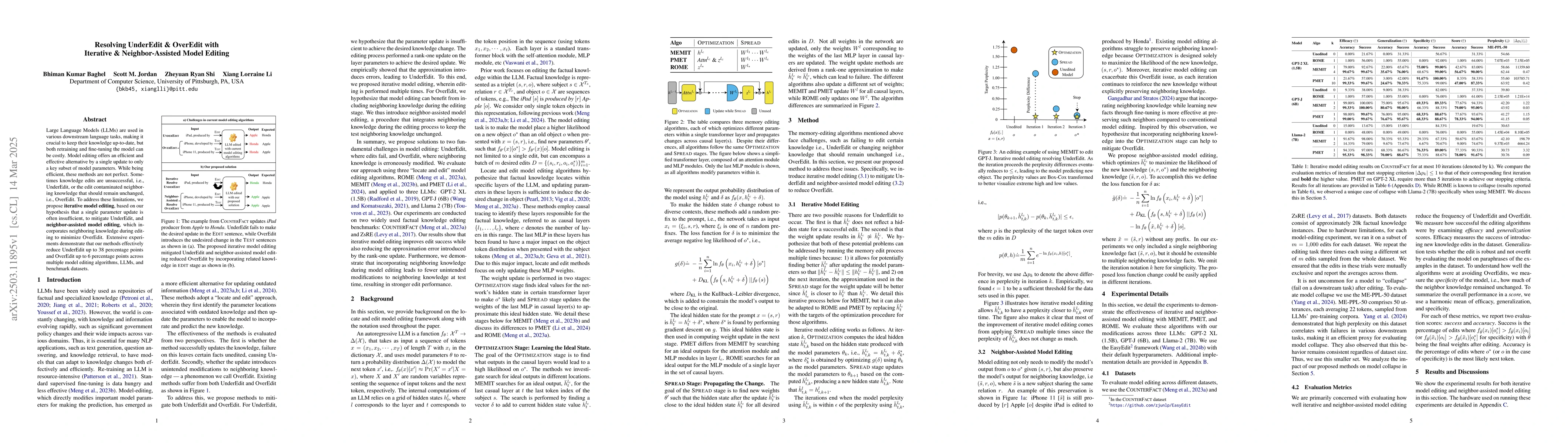 Thumbnail for Resolving UnderEdit & OverEdit with Iterative & Neighbor-Assisted Model
  Editing
