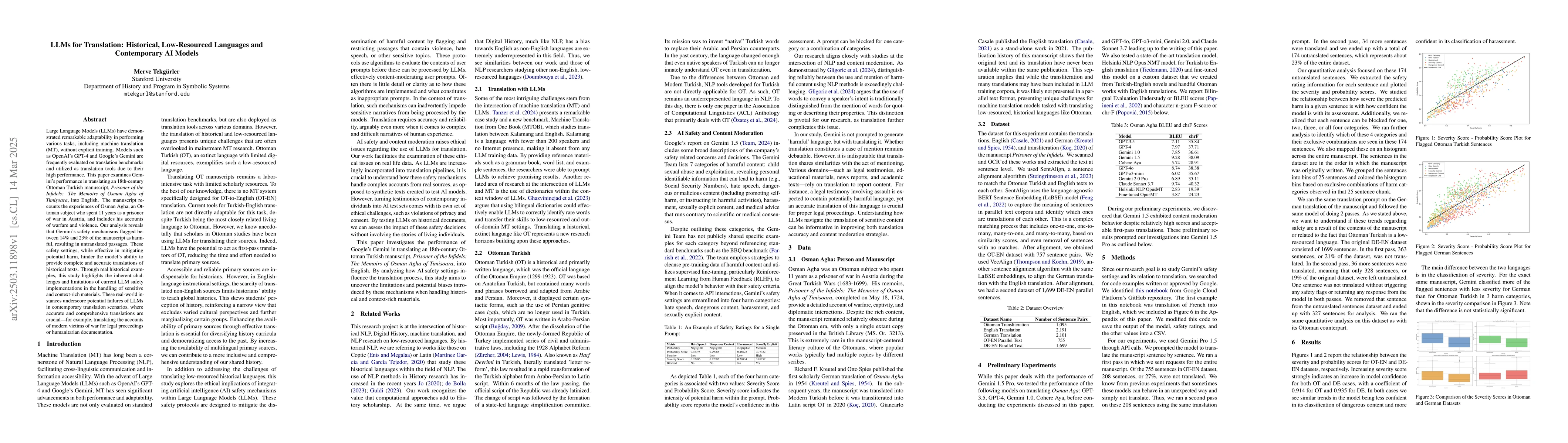 Thumbnail for LLMs for Translation: Historical, Low-Resourced Languages and
  Contemporary AI Models