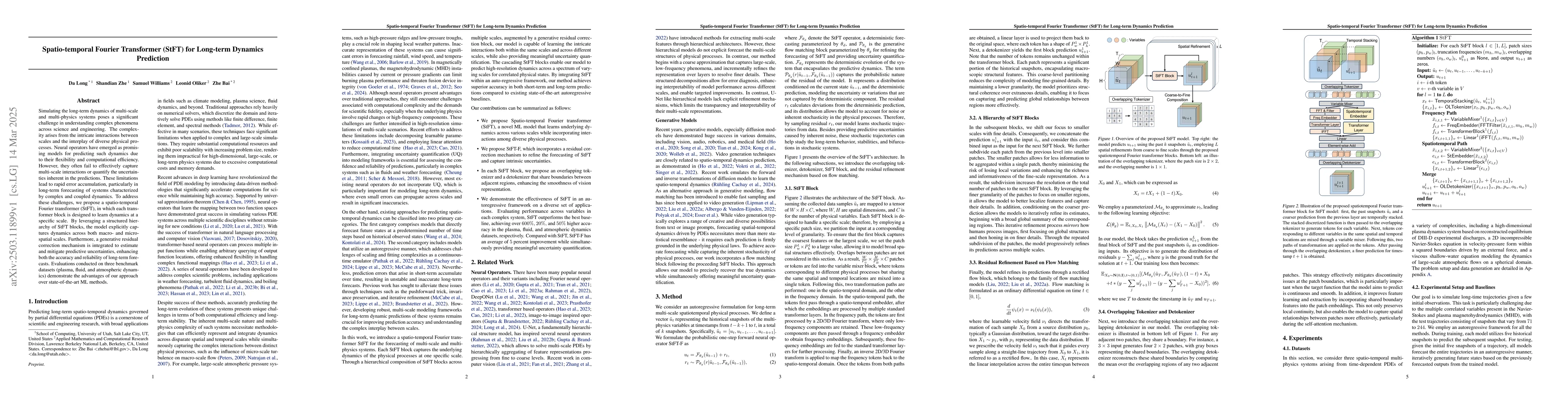 Thumbnail for Spatio-temporal Fourier Transformer (StFT) for Long-term Dynamics
  Prediction