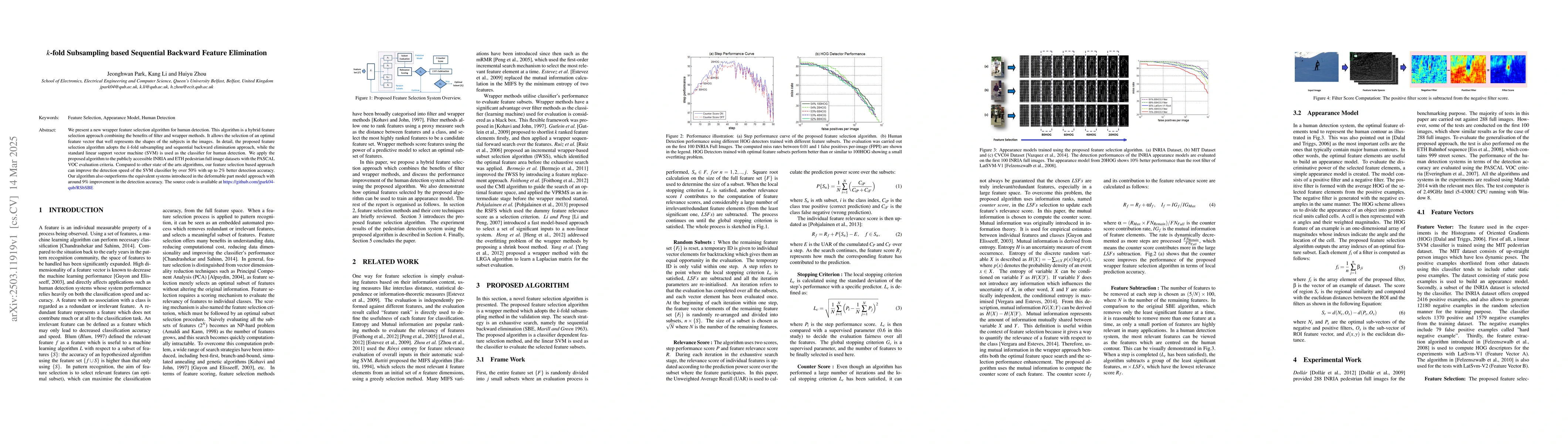 Thumbnail for k-fold Subsampling based Sequential Backward Feature Elimination