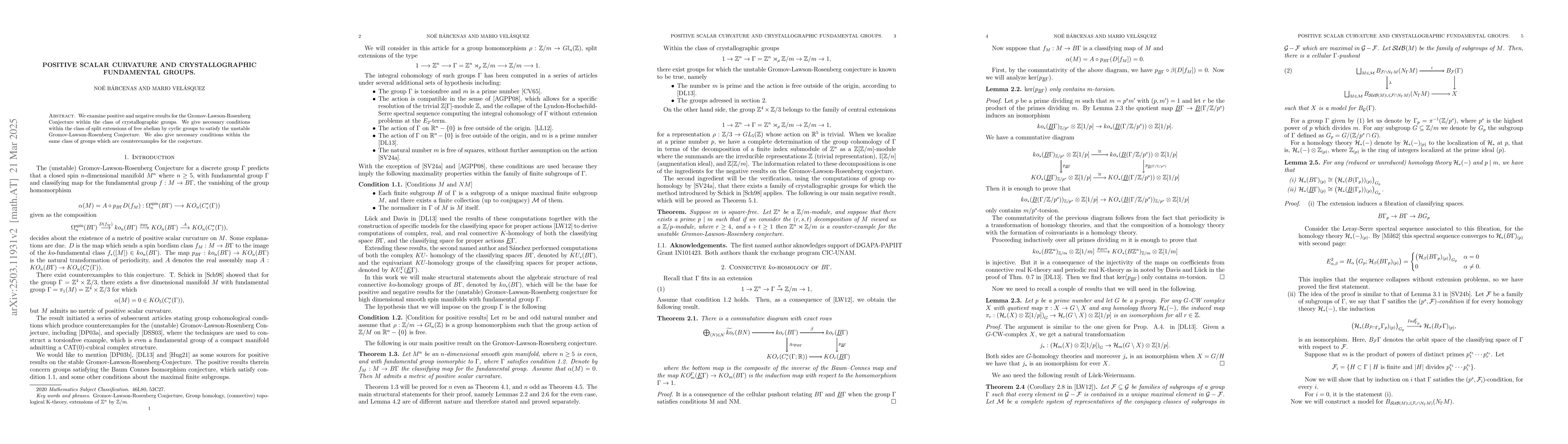 Thumbnail for Positive Scalar Curvature and crystallographic fundamental groups