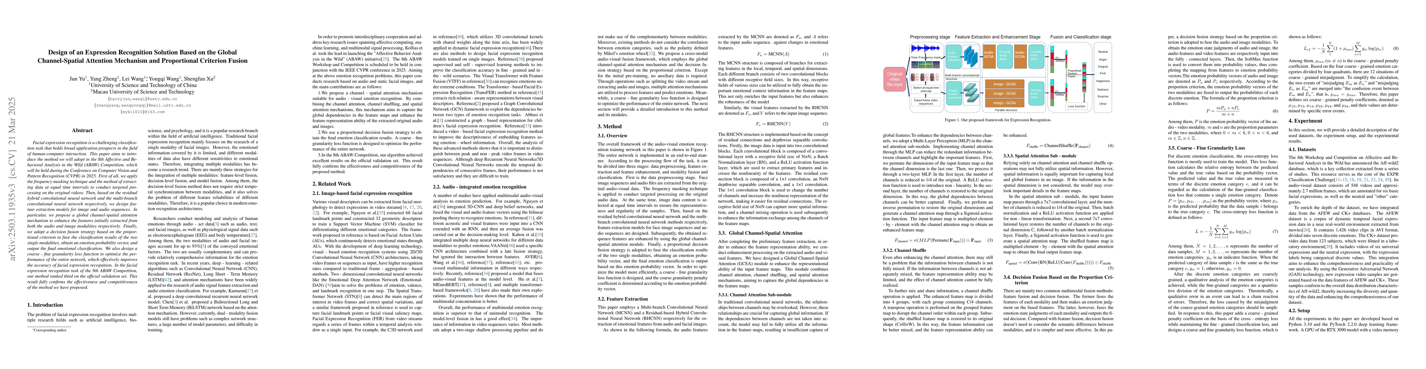 Thumbnail for Design of an Expression Recognition Solution Based on the Global
  Channel-Spatial Attention Mechanism and Proportional Criterion Fusion