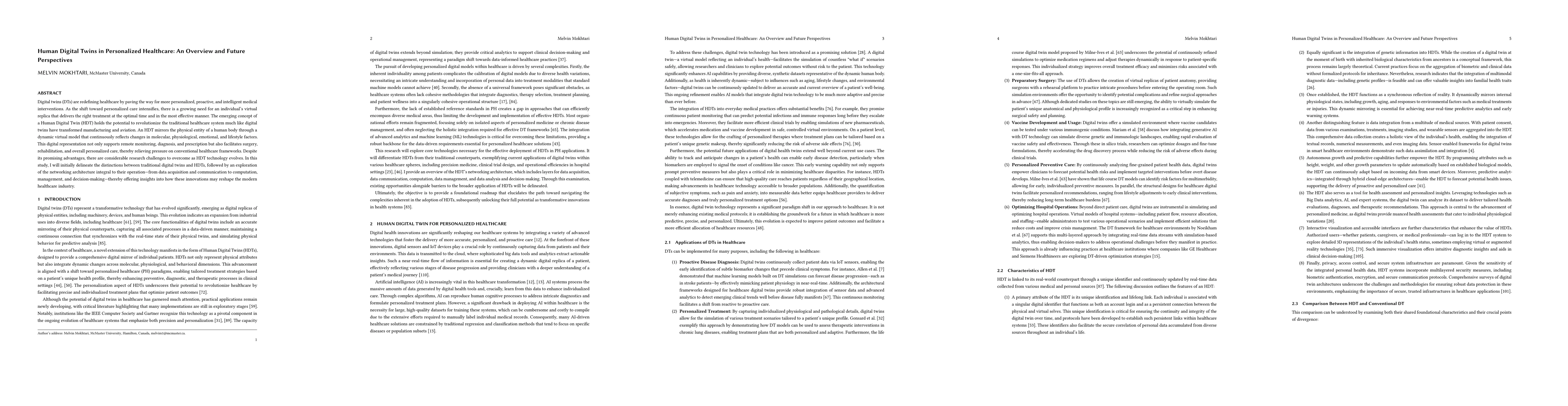 Thumbnail for Human Digital Twins in Personalized Healthcare: An Overview and Future
  Perspectives