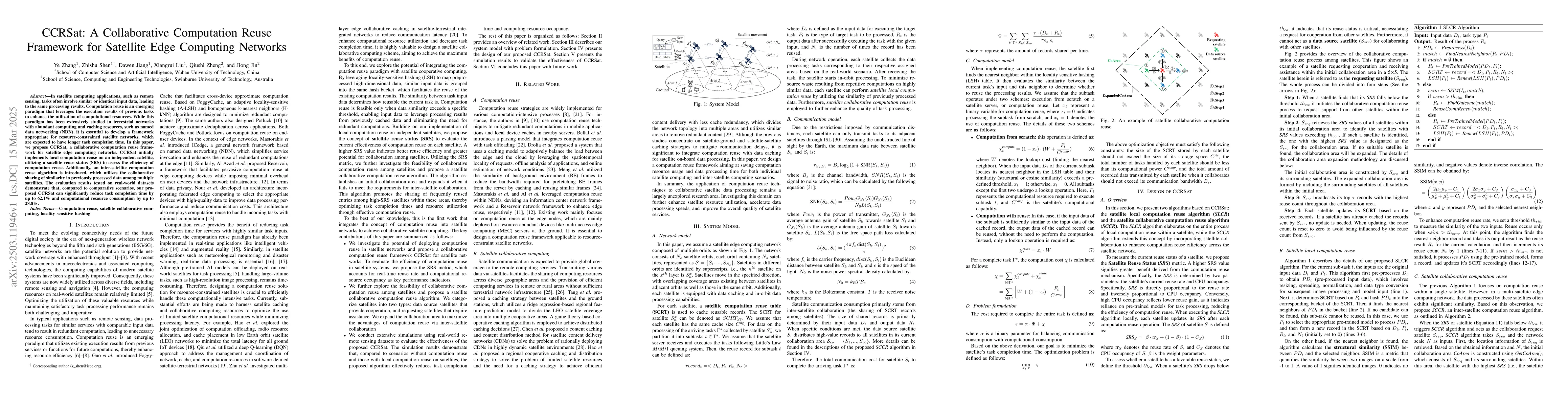 Thumbnail for CCRSat: A Collaborative Computation Reuse Framework for Satellite Edge
  Computing Networks