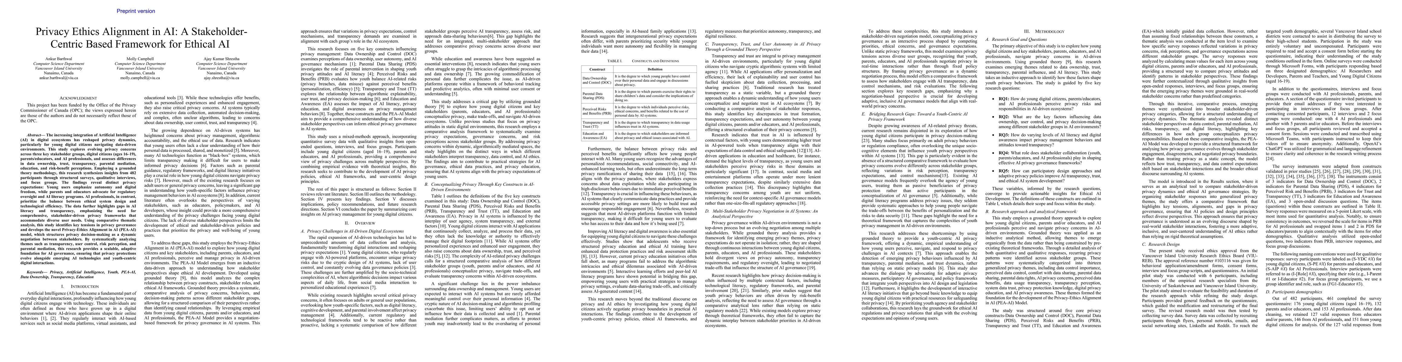 Thumbnail for Privacy Ethics Alignment in AI: A Stakeholder-Centric Based Framework
  for Ethical AI