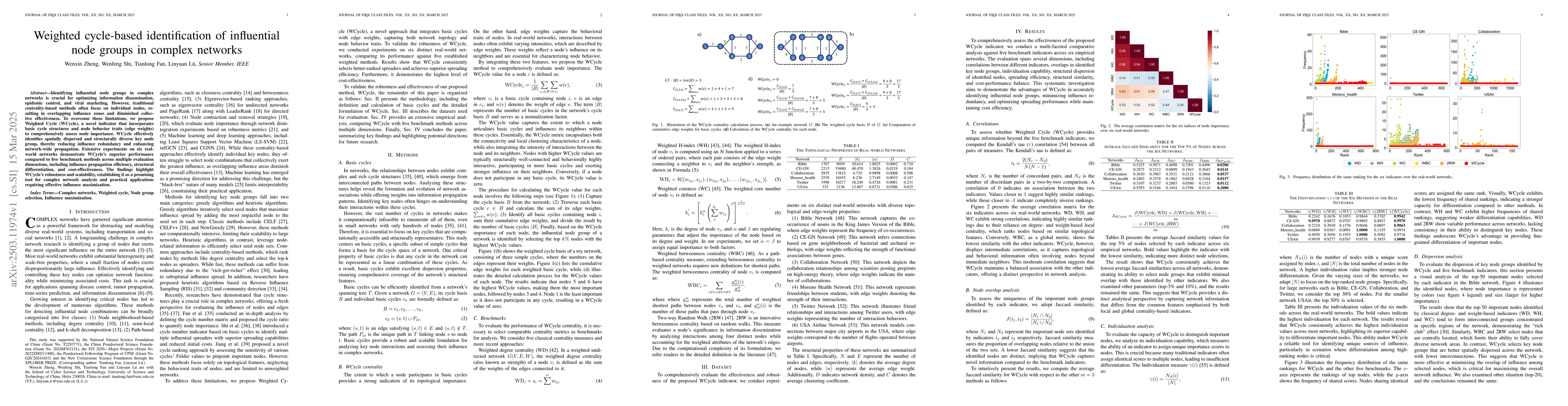 Thumbnail for Weighted cycle-based identification of influential node groups in
  complex networks