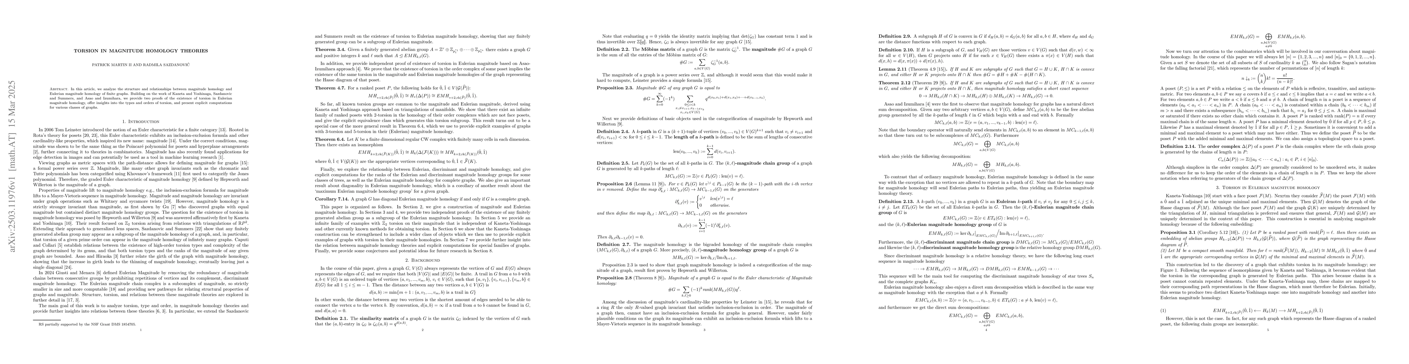 Thumbnail for Torsion in Magnitude homology theories