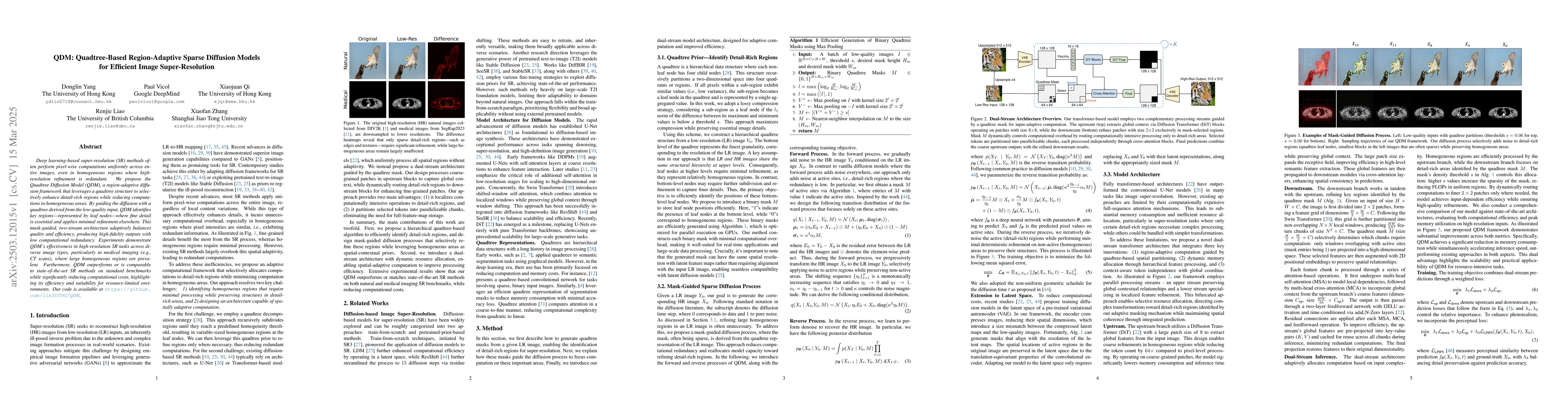 Thumbnail for QDM: Quadtree-Based Region-Adaptive Sparse Diffusion Models for
  Efficient Image Super-Resolution